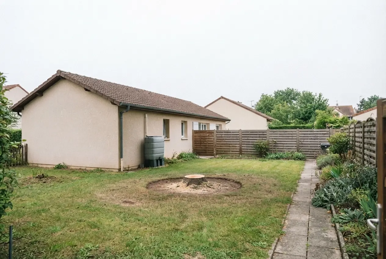 Jardin dégagé après abattage du conifère à Bourges
