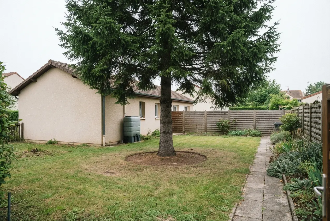 Grand conifère avant démontage contrôlé à Bourges