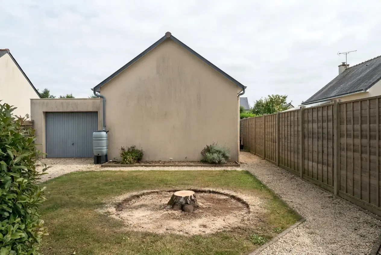 Jardin sécurisé après démontage du bouleau à Trouy