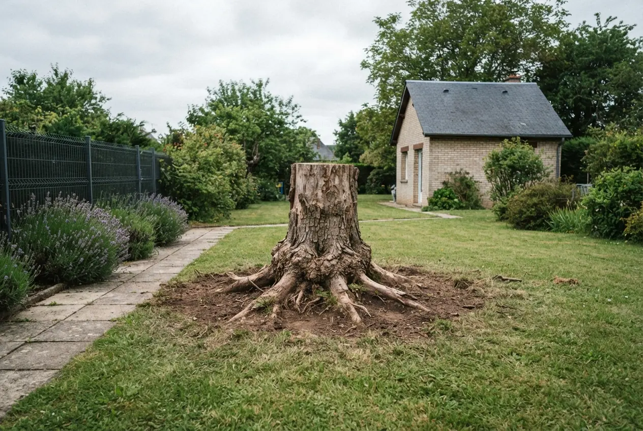Souche de tilleul avant rognage à Bourges