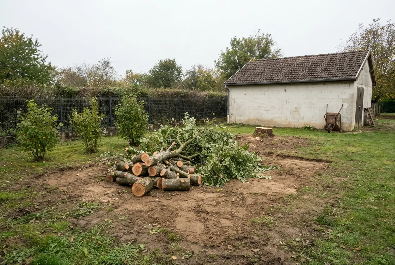 Troncs et houppier avant ramassage à Marmagne