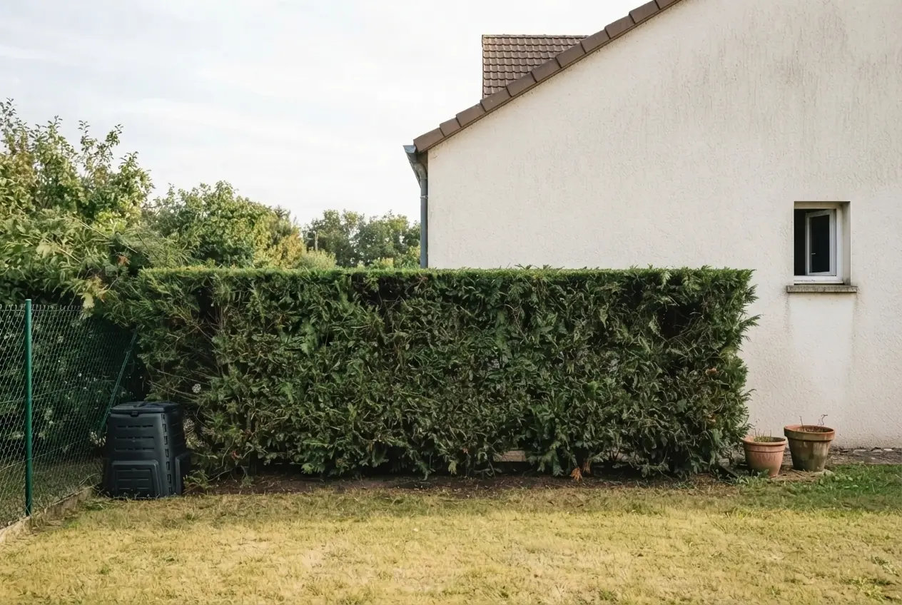 Thuyas alignés après intervention à Saint-Doulchard